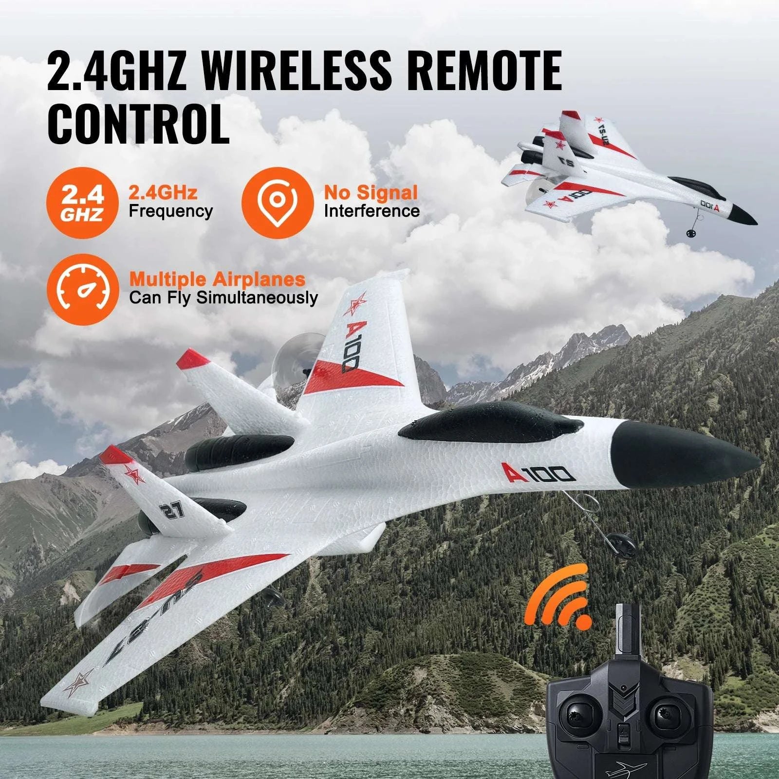 Remote Control RC Airplane 4-Channel Glider with 2 Batteries-WHITE / United States