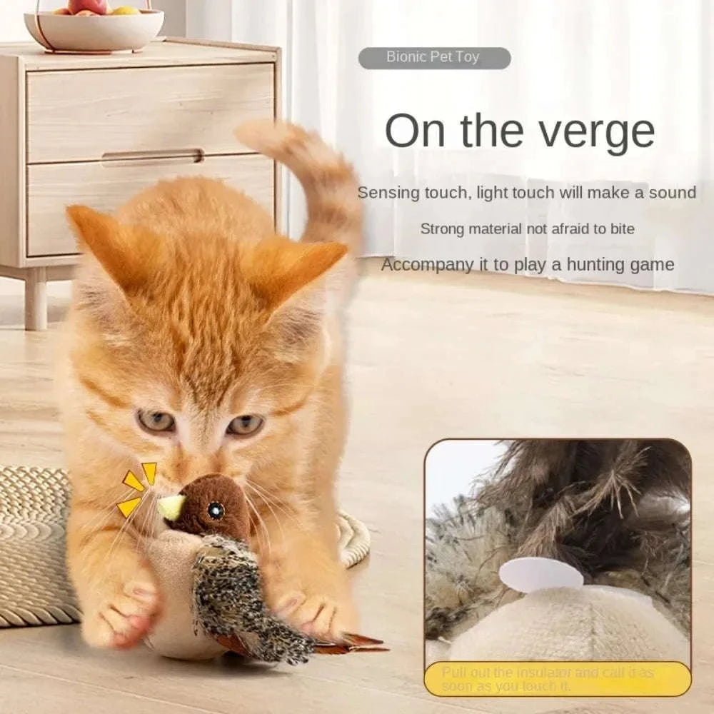 Remote Control Rechargeable Flappy Bird Cat Toy-Dark Brown