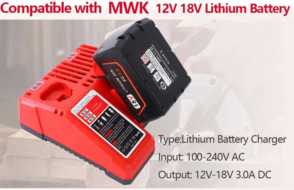 Replacement for Mi-lwaukee3.0A 12V and 18V Lithium-Ion Multi-Volatge Rapid Battery Charger, Compatible with Mi-lwaukee 12V and 18V Lithium Battery Packs-United States