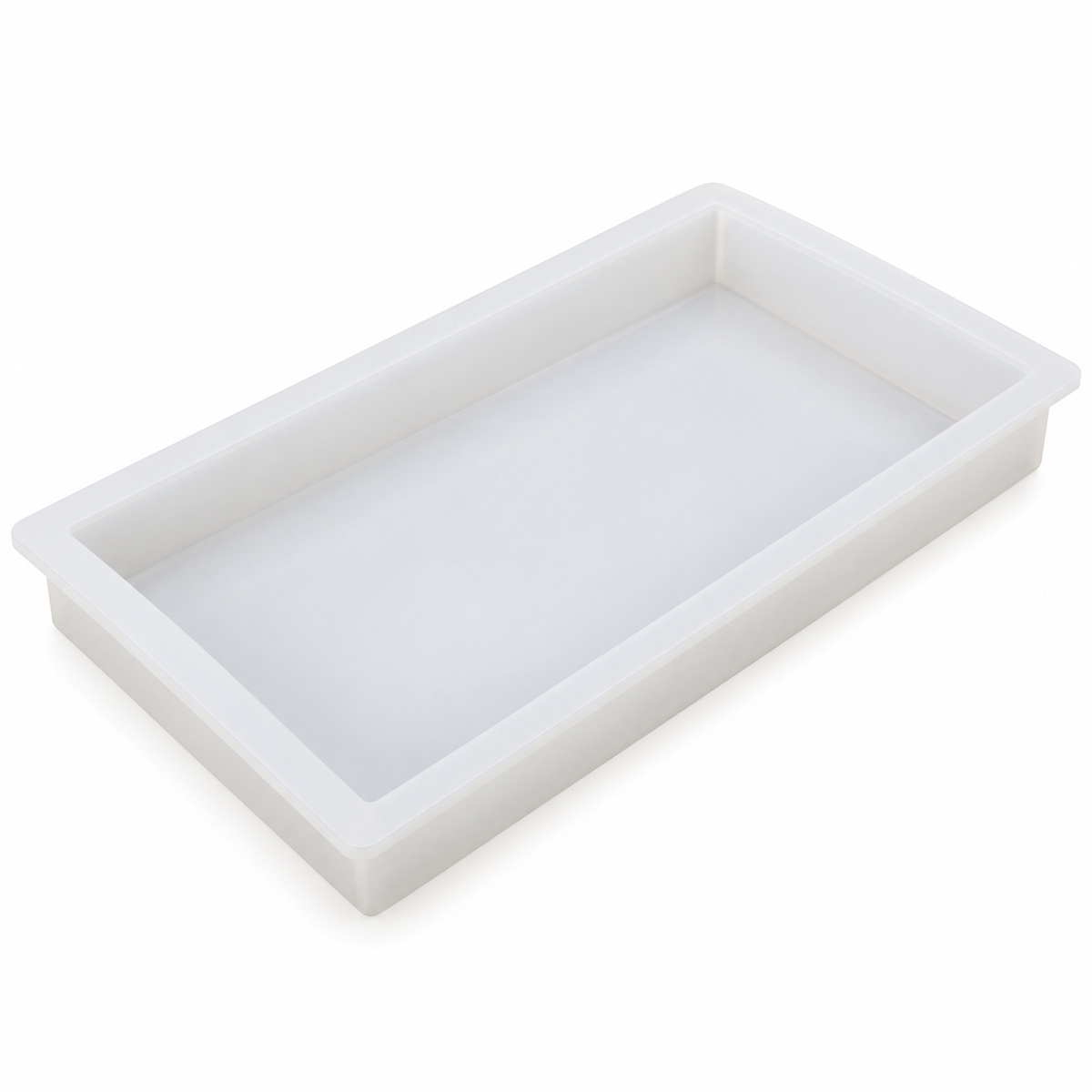 Rectangular silicone tray casting mould on white background