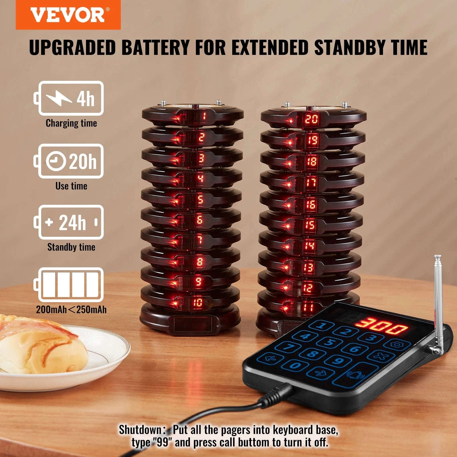 Restaurant Pager System with 20 Pagers-20 pagers / CZECH REPUBLIC