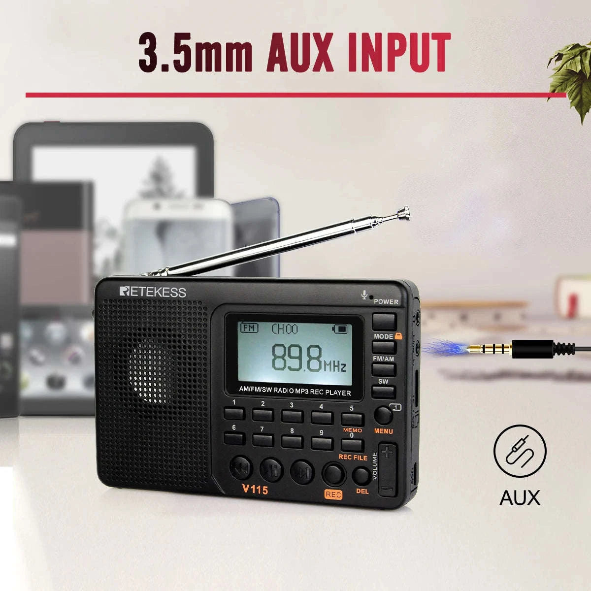Retekess V115 Portable Radio with USB Recorder-V115