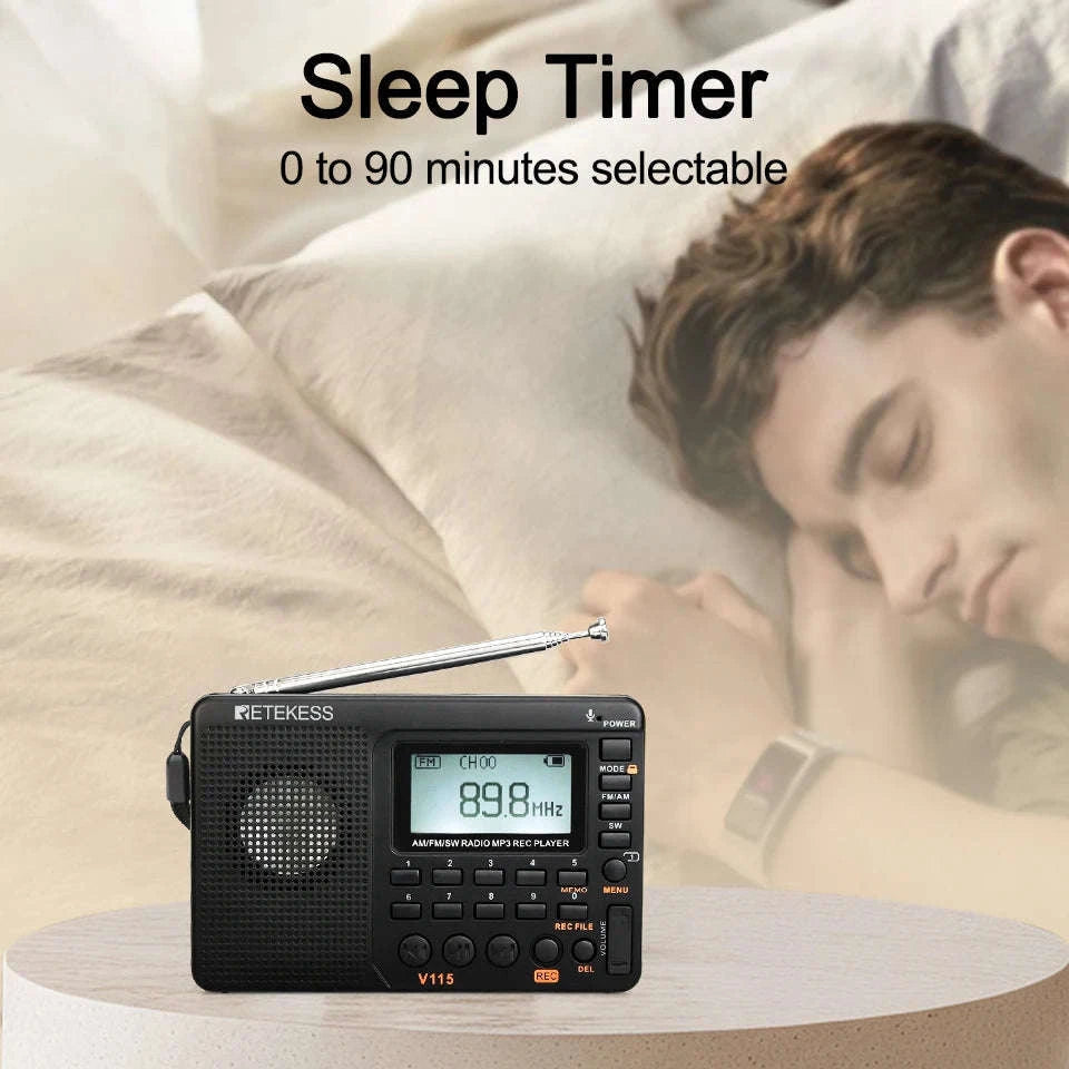 Retekess V115 Portable Radio with USB Recorder-V115