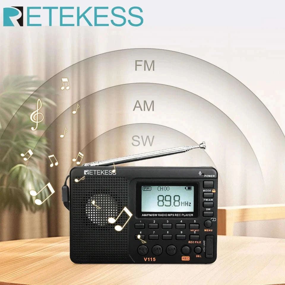 Retekess V115 Portable Radio with USB Recorder-V115