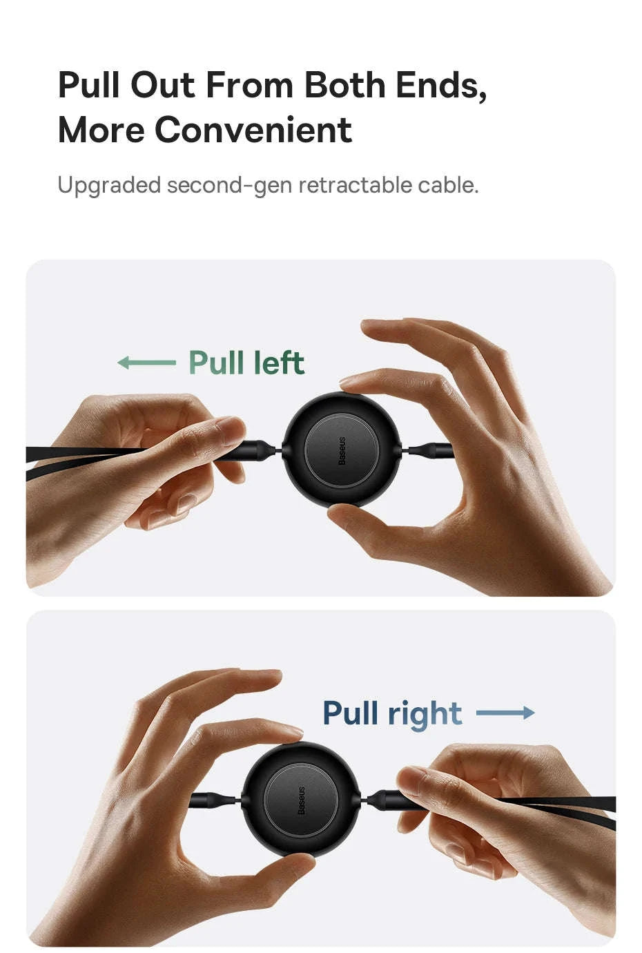 Retractable 100W 3-in-1 USB-C Charging Cable for Laptop & Phone-100W Black / 1.1m