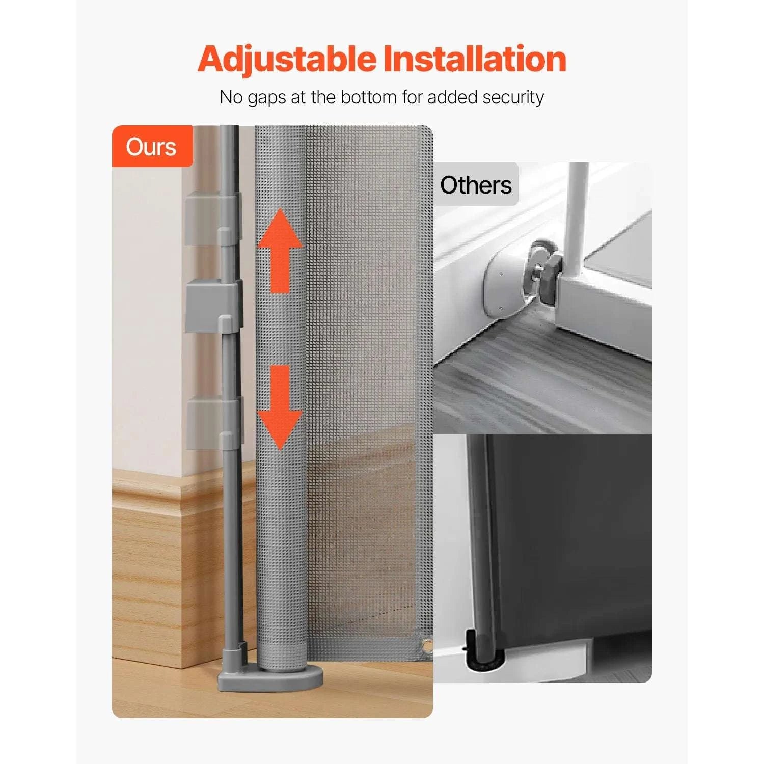 Retractable Baby Gate 34" Tall Extendable Mesh Safety Gate-Grey / 71inch / france