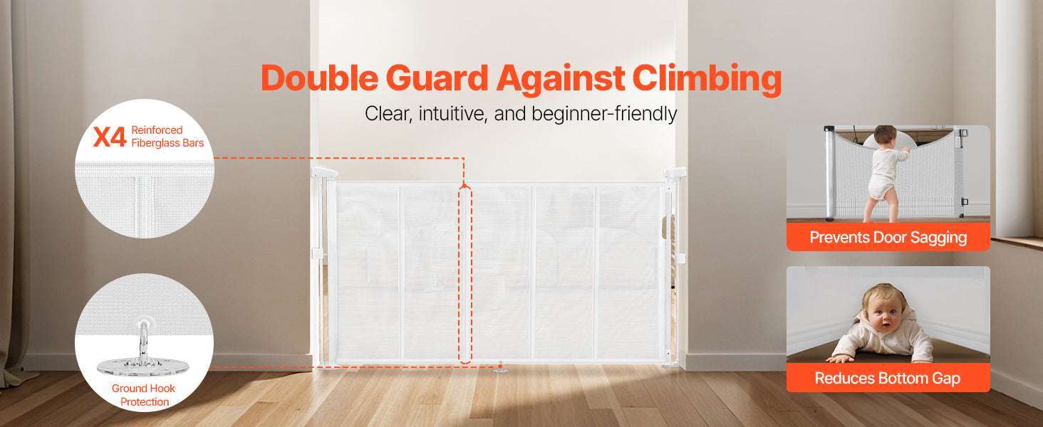 Retractable Baby Gate for Stairs & Doorways Extends Up to 110” Wide-71 inch Black / United States