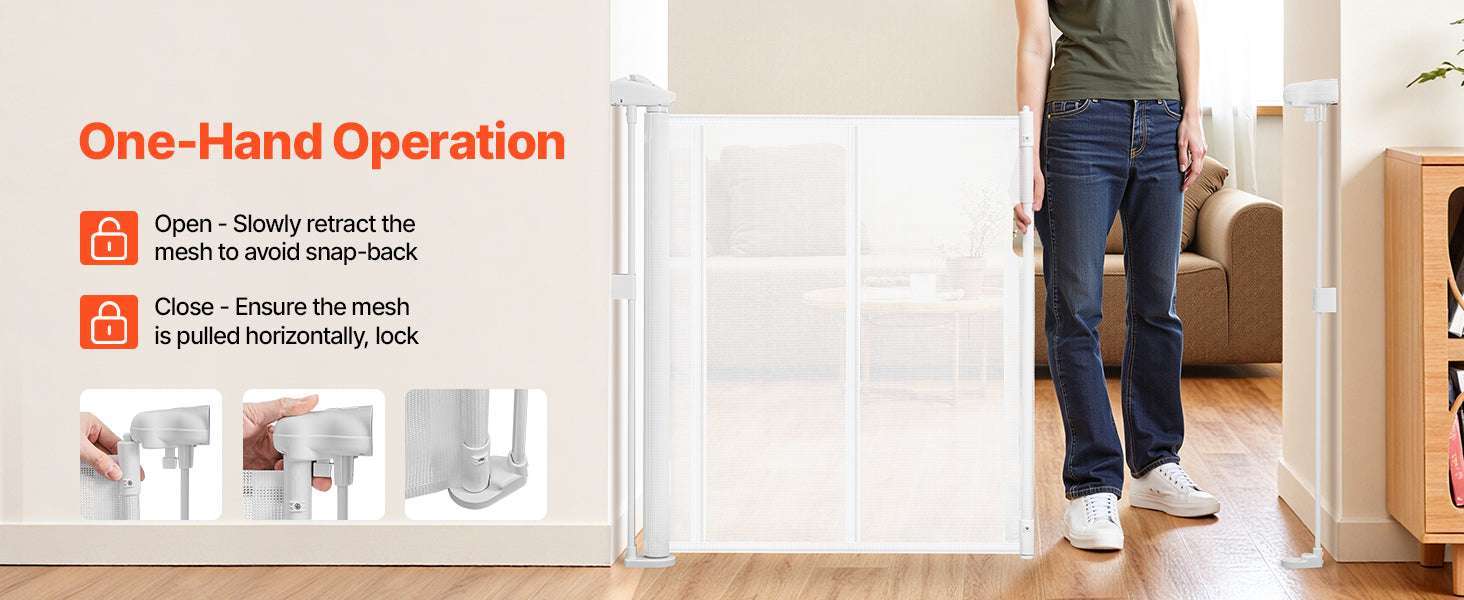 Retractable Baby Gate for Stairs & Doorways Extends Up to 110” Wide-71 inch Black / United States