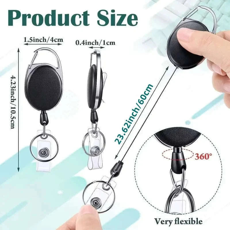 Retractable Badge Reel Holder with Metal Design for Daily Access-White 2pcs