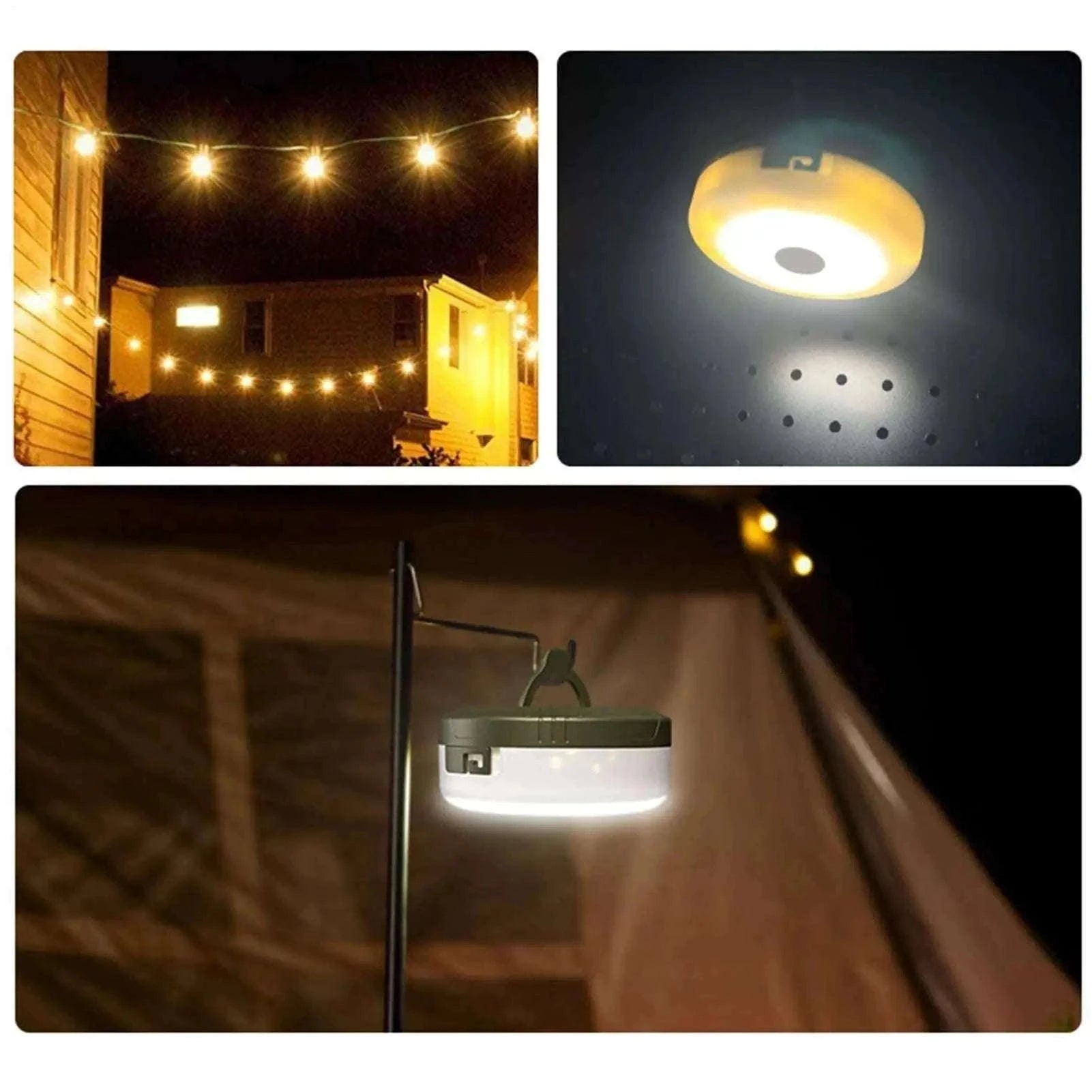 Retractable Camping String Lights 20m USB-C Rechargeable 2600mAh-A