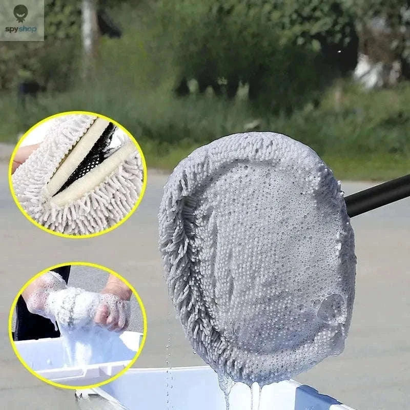 Retractable Car Wash Brush with Telescoping Handle-1Mop and 1Mop Head