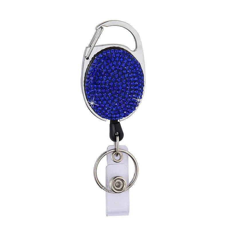 Retractable Crystal ID Badge Reel Keychain-9pcs-set