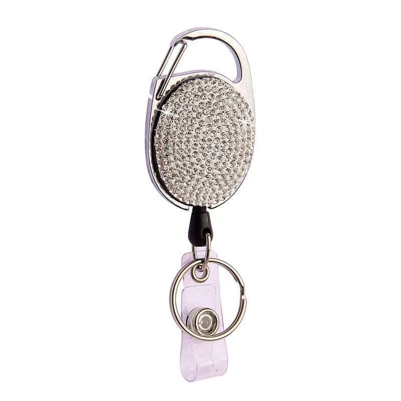 Retractable Crystal ID Badge Reel Keychain-9pcs-set