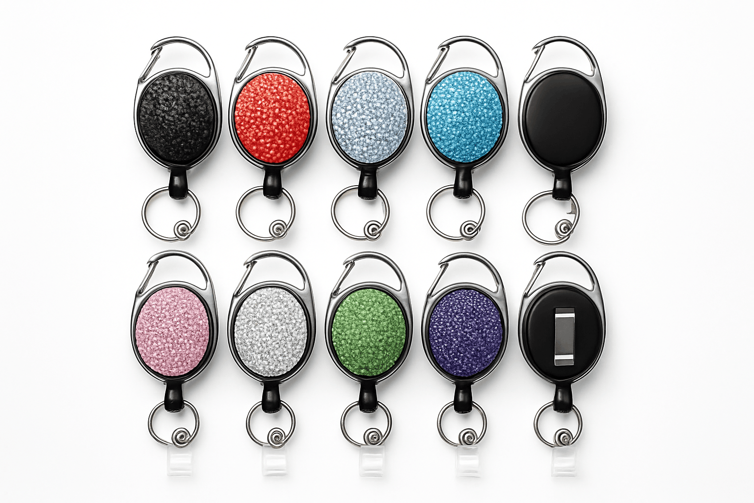 Retractable Crystal ID Badge Reel Keychain-9pcs-set