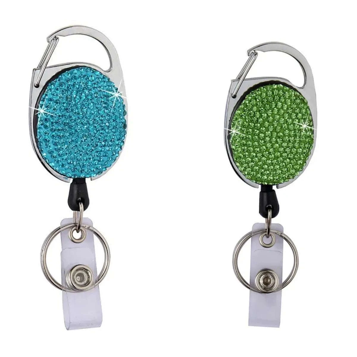 Retractable Crystal ID Badge Reel Keychain-9pcs-set
