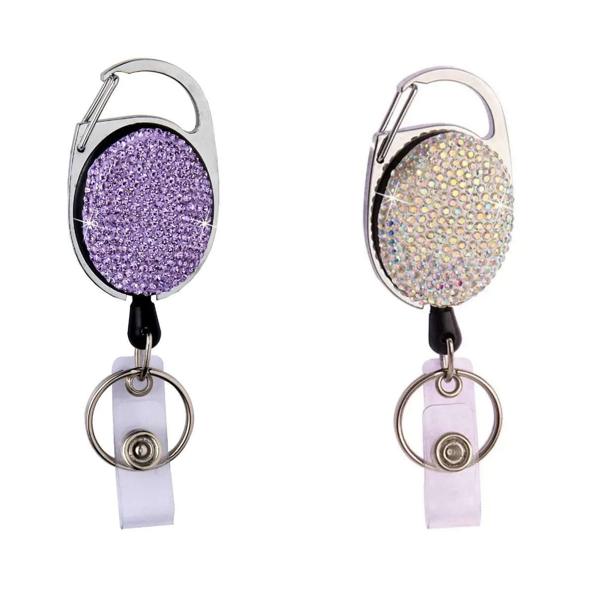 Retractable Crystal ID Badge Reel Keychain-9pcs-set