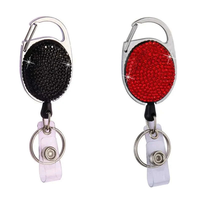 Retractable Crystal ID Badge Reel Keychain-9pcs-set