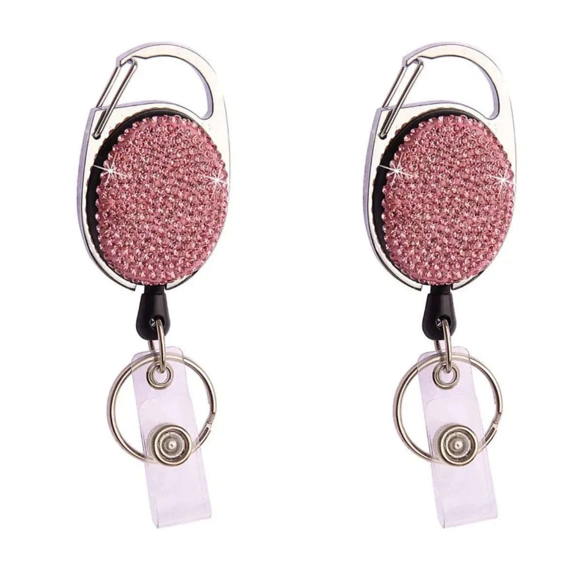 Retractable Crystal ID Badge Reel Keychain-9pcs-set