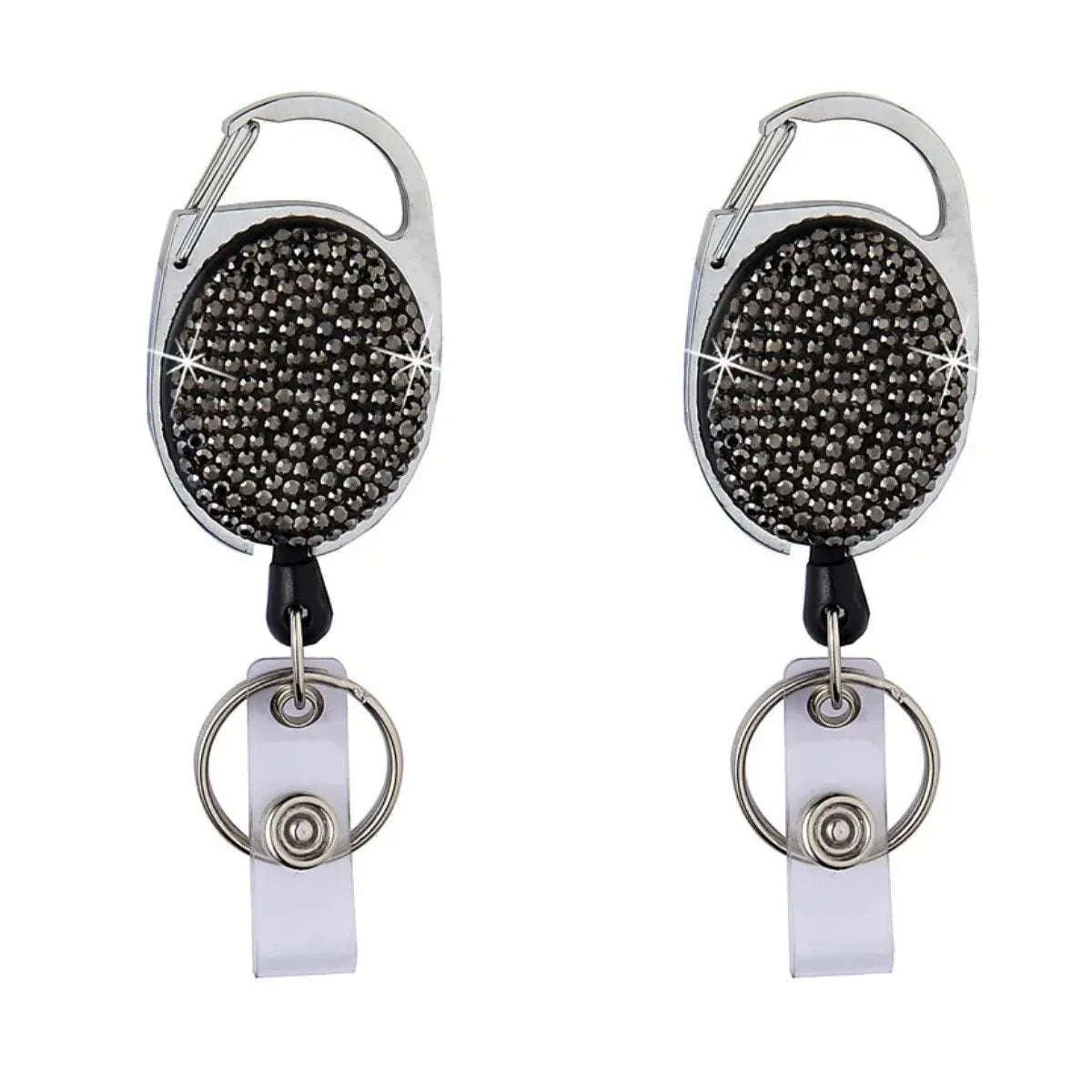 Retractable Crystal ID Badge Reel Keychain-9pcs-set