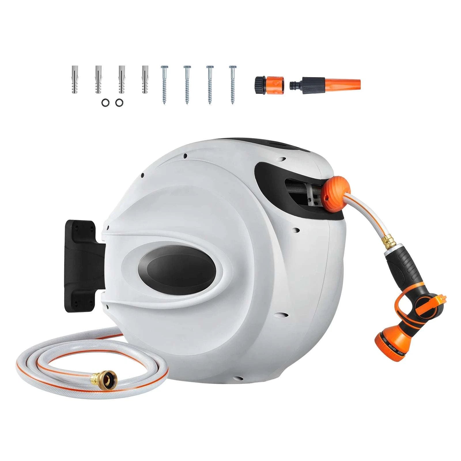 Retractable Garden Hose Reel with 180° Swivel & Auto Rewind System-65ft / 5/8'' / 50ft|United States