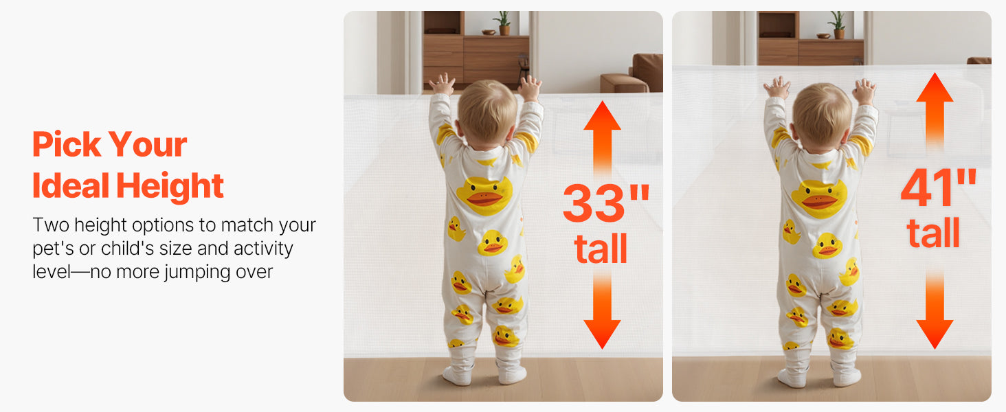 SucceBuy Retractable Baby Gate with Security Lock Walk Through Without Tripping Mesh Dog Gate for Stairs Hallways Indoor/Outdoor