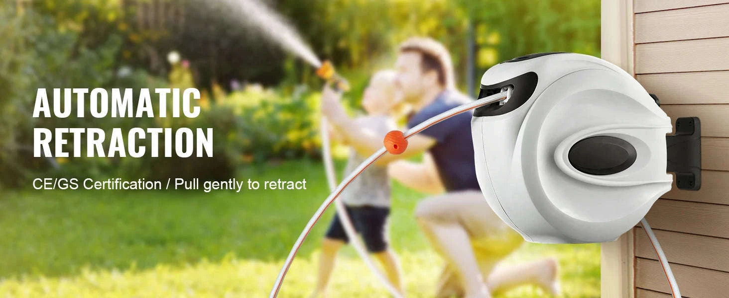Retractable Hose Reel 1/2 Inch Wall-Mounted with 180° Swivel Bracket and 9-Pattern Nozzle-20m / CZECH REPUBLIC