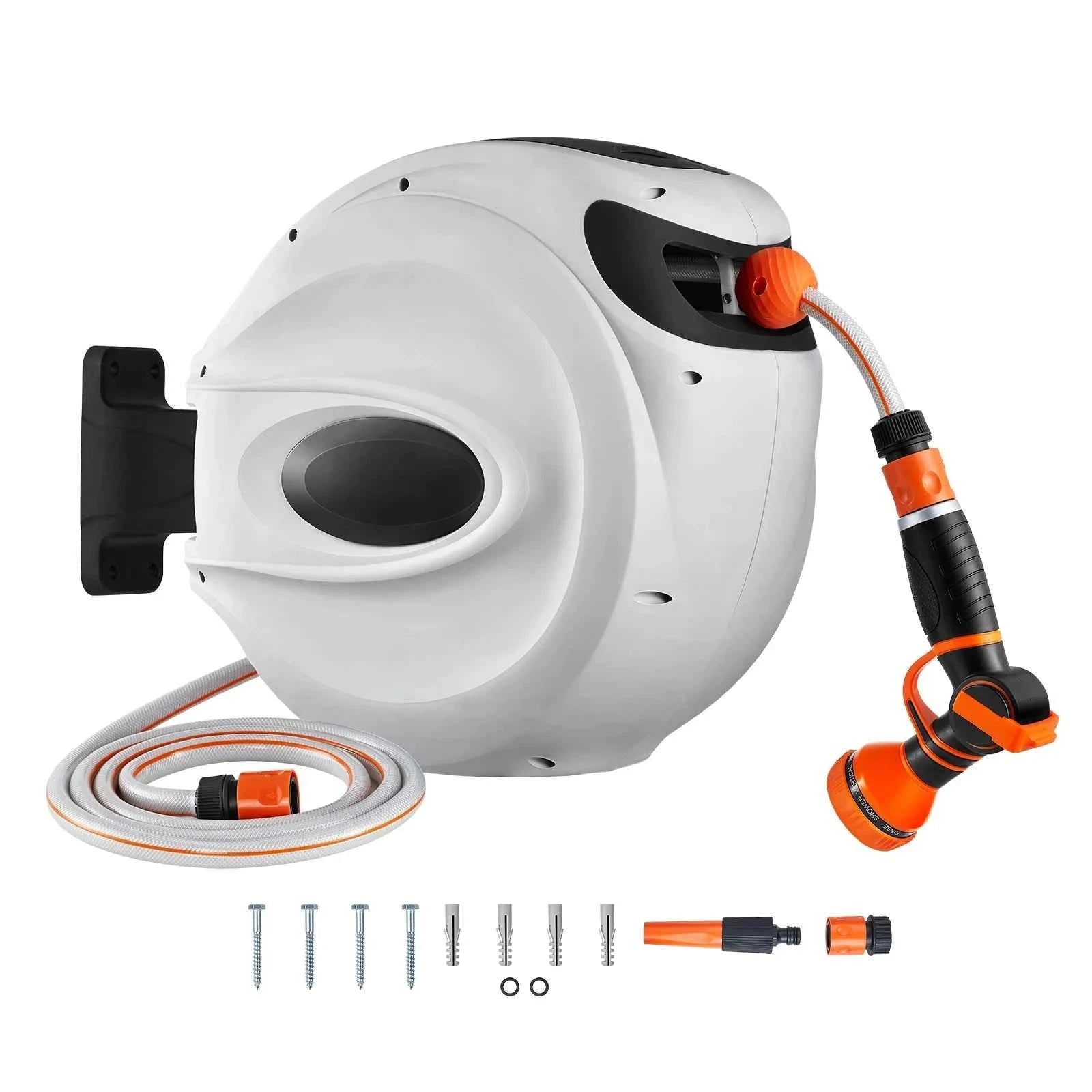 Retractable Hose Reel 82 ft x 1/2 in Wall-Mounted with 180° Swivel Bracket and 9-Pattern Nozzle-25m0.5in2m / CZECH REPUBLIC