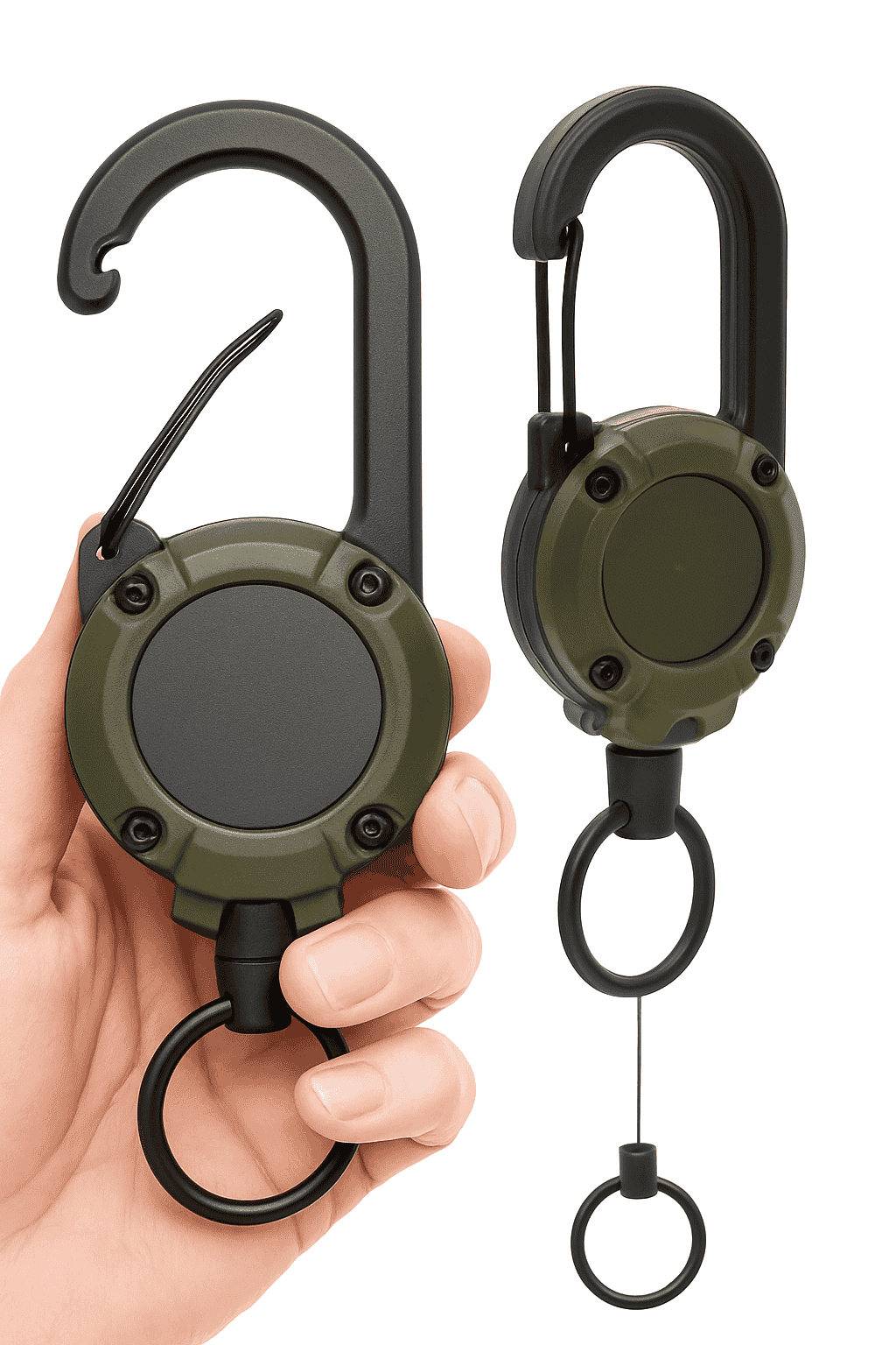 Retractable Rope Carabiner Key Holder-2pcs Black