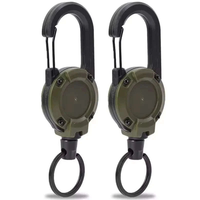 Retractable Rope Carabiner Key Holder-2pcs Black