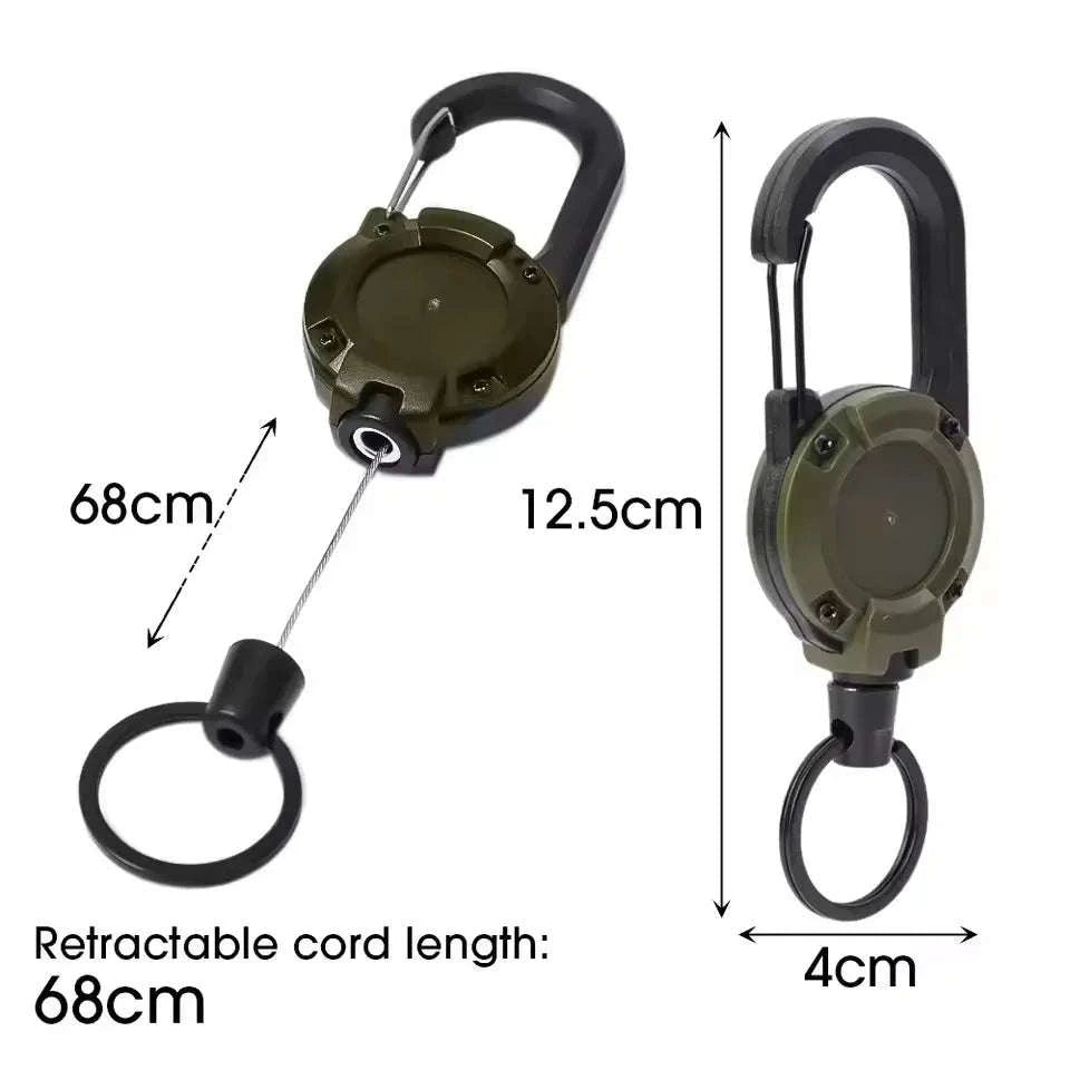 Retractable Rope Carabiner Key Holder-2pcs Black