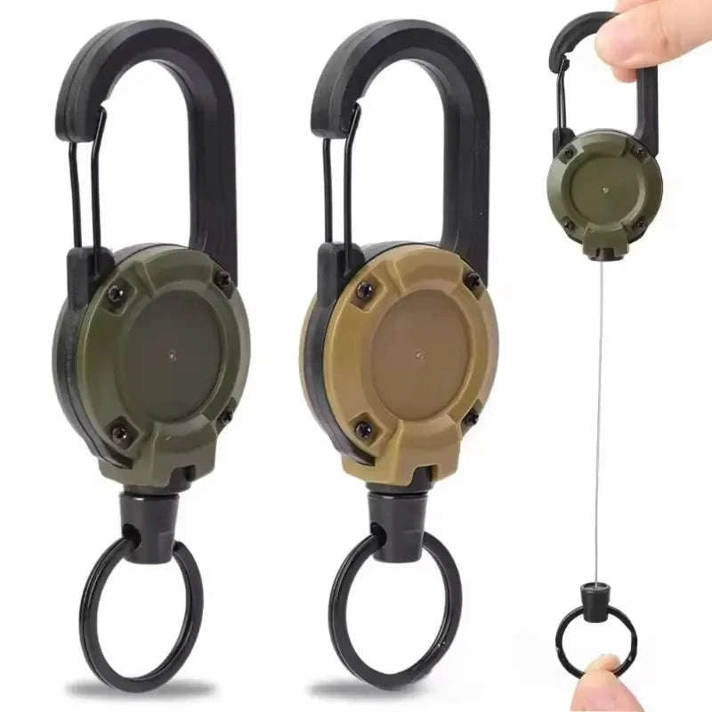 Retractable Rope Carabiner Key Holder-2pcs Black