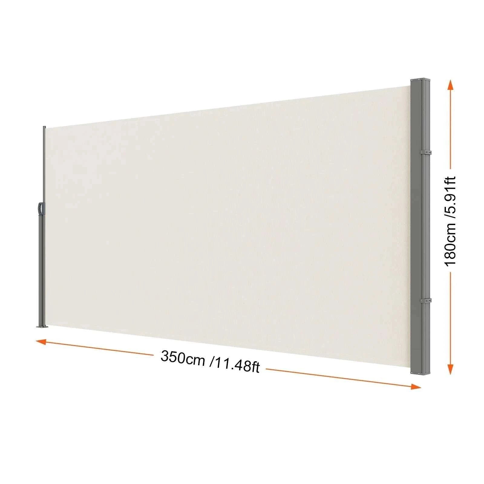 Retractable Side Awning Privacy Screen UV30+ Waterproof Patio Divider-180X350cm Yellowish / Poland