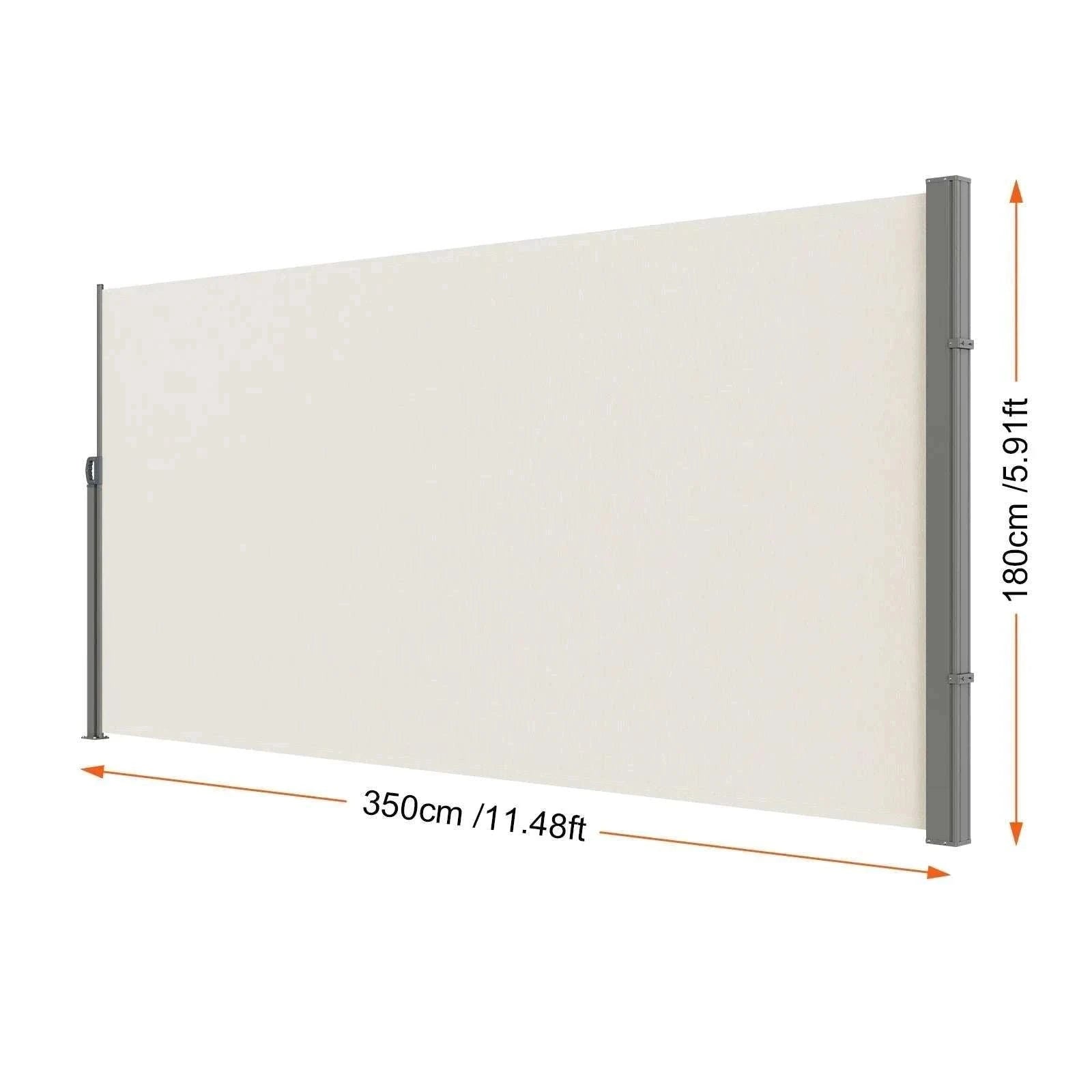Retractable Side Awning Privacy Screen UV30+ Waterproof Patio Divider-180X350cm Yellowish / Poland