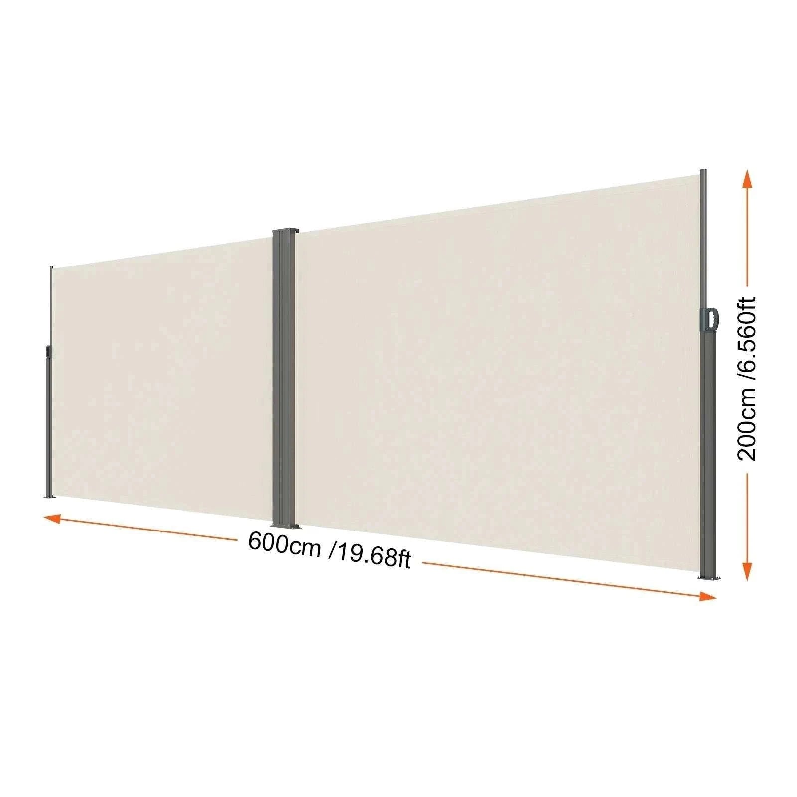 Retractable Side Awning Privacy Screen UV30+ Waterproof Patio Divider-180X350cm Yellowish / Poland