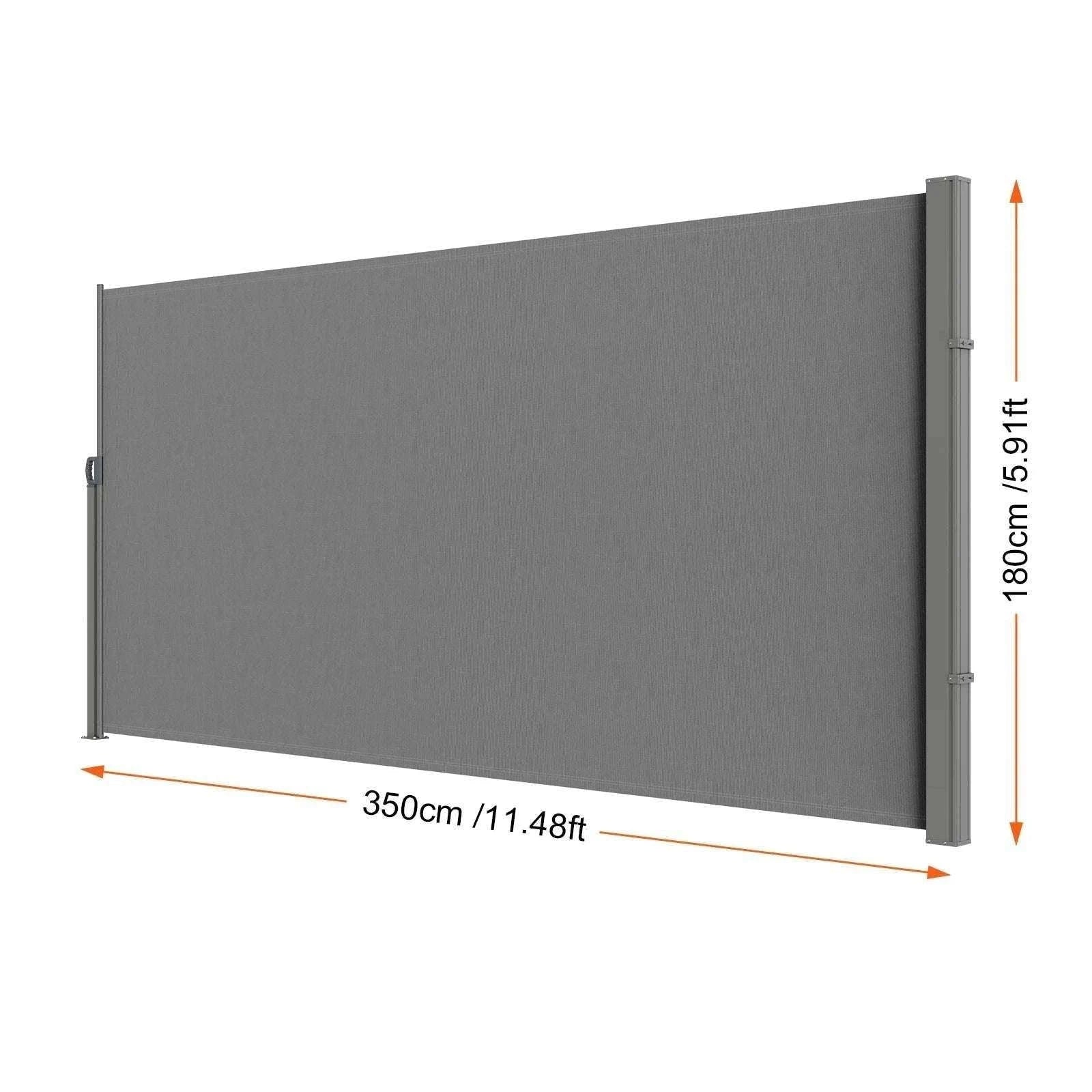 Retractable Side Awning Privacy Screen UV30+ Waterproof Patio Divider-180X350cm Yellowish / Poland