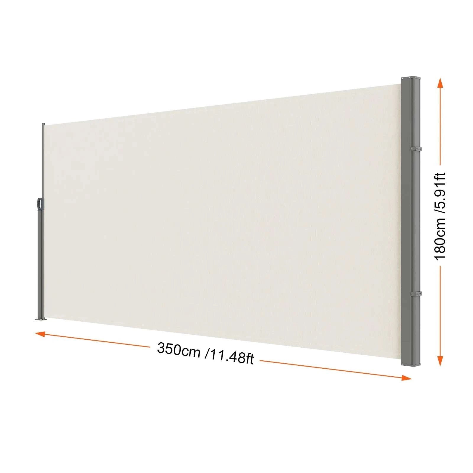 Retractable Side Awning Privacy Screen UV30+ Waterproof Patio Divider-180X350cm Yellowish / Poland