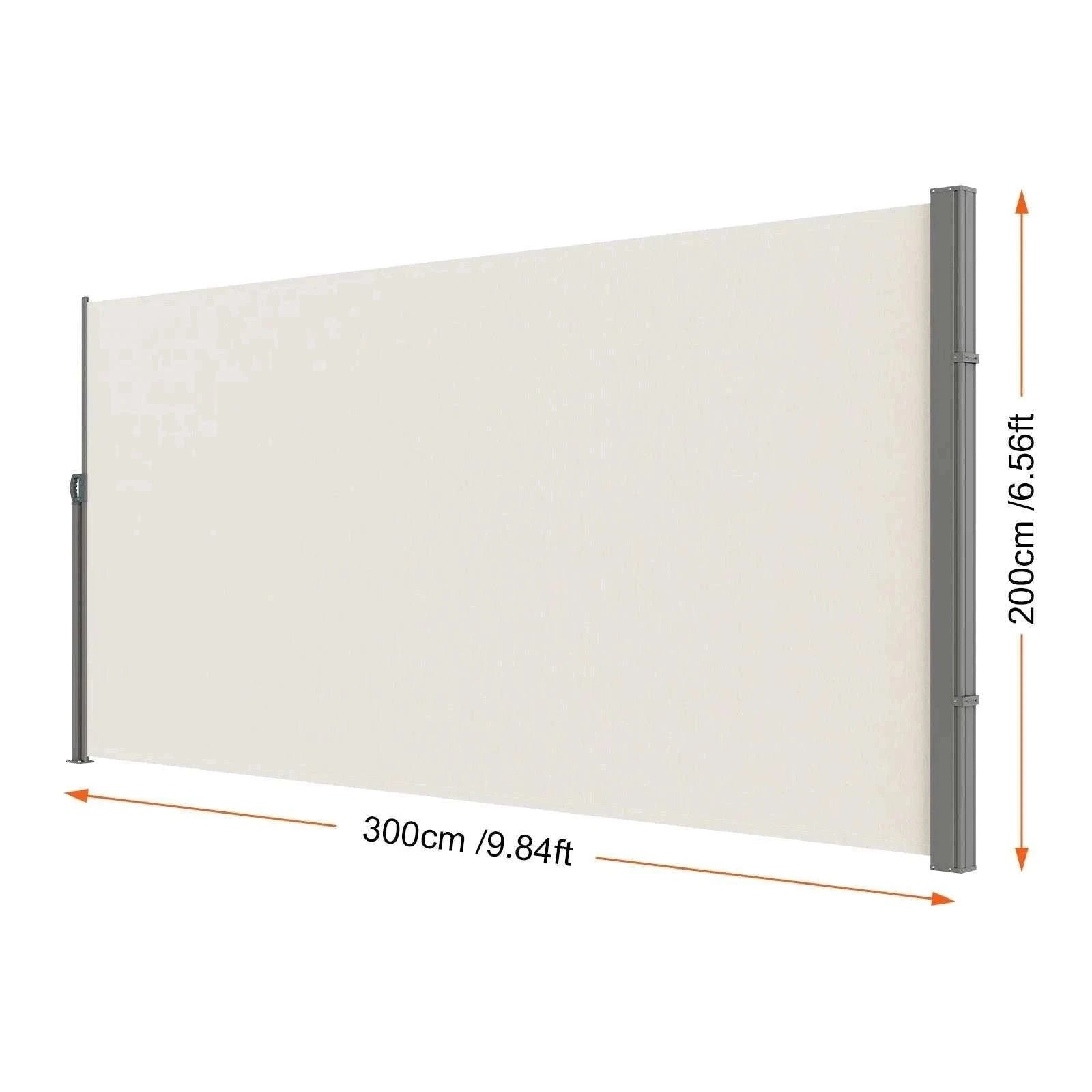 Retractable Side Awning Privacy Screen UV30+ Waterproof Patio Divider-180X350cm Yellowish / Poland