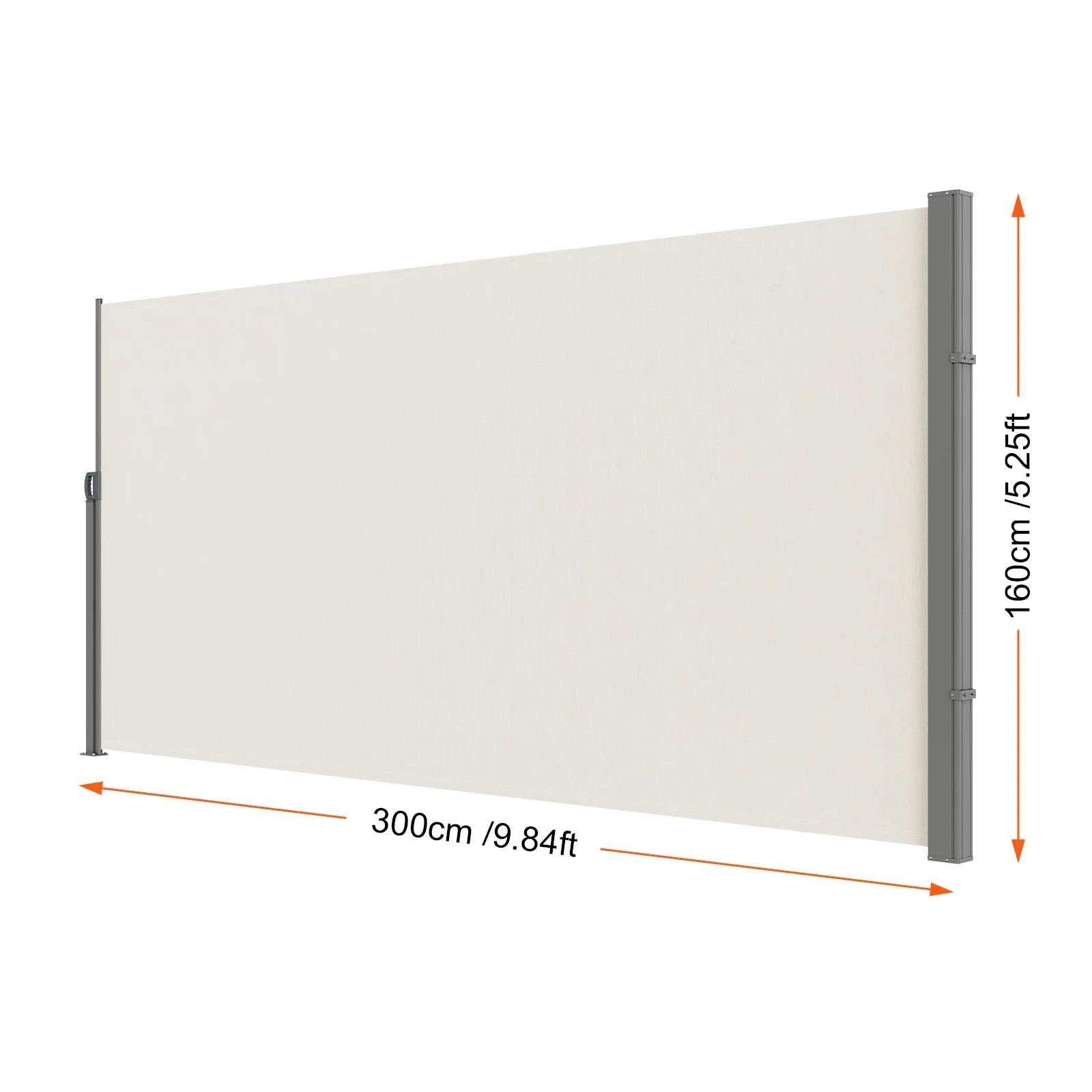 Retractable Side Awning Privacy Screen UV30+ Waterproof Patio Divider-180X350cm Yellowish / Poland
