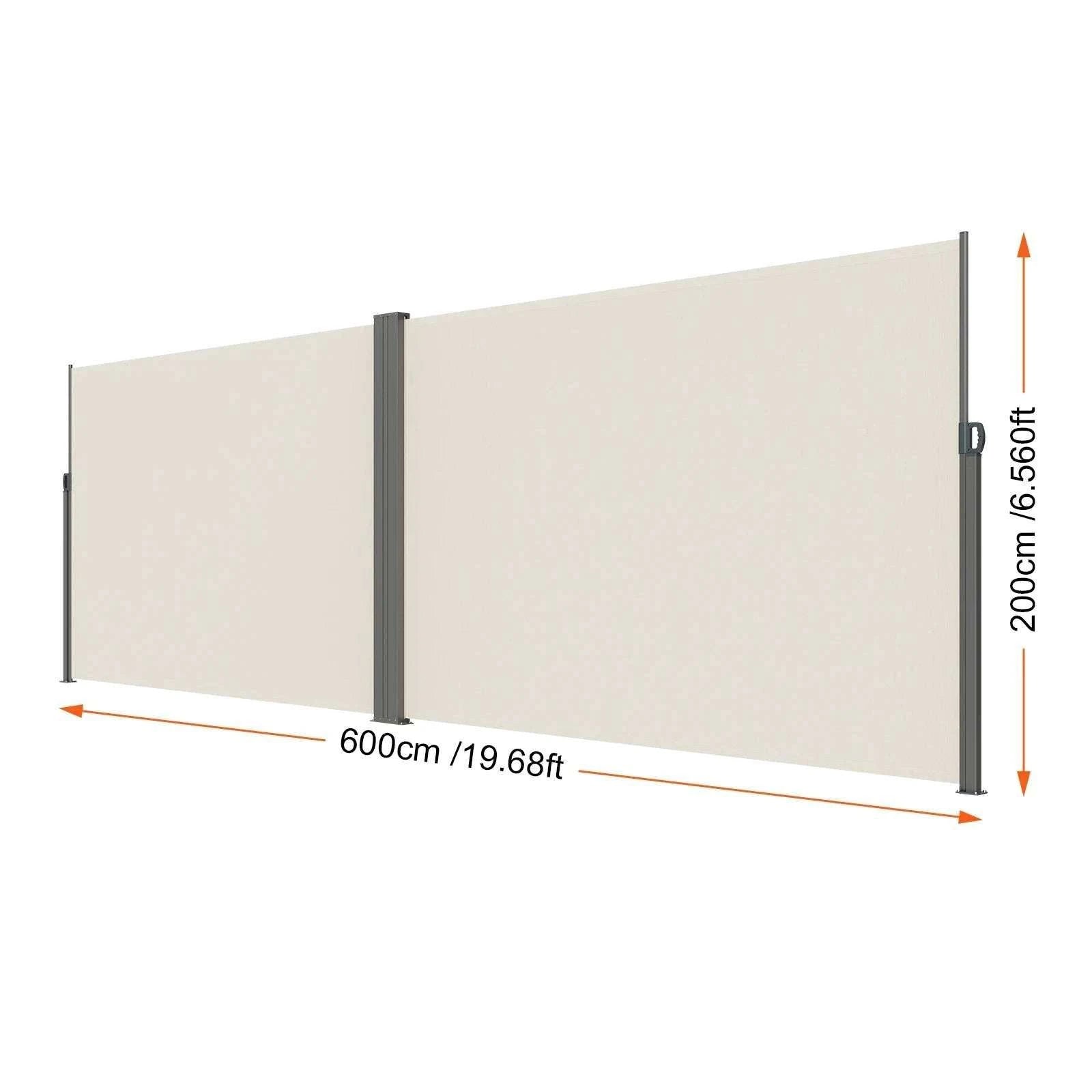 Retractable Side Awning Privacy Screen UV30+ Waterproof Patio Divider-180X350cm Yellowish / Poland