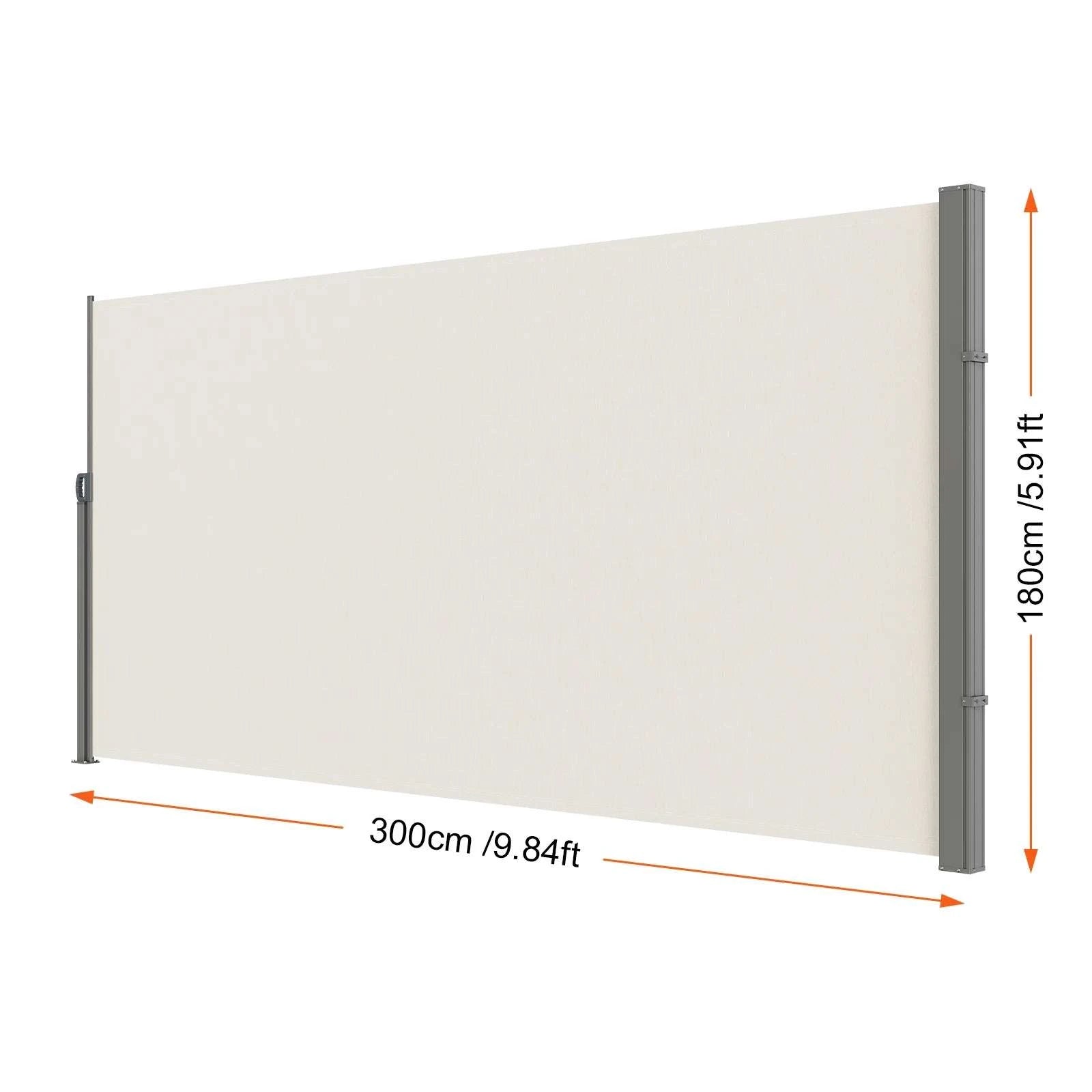 Retractable Side Awning Privacy Screen UV30+ Waterproof Patio Divider-180X350cm Yellowish / Poland