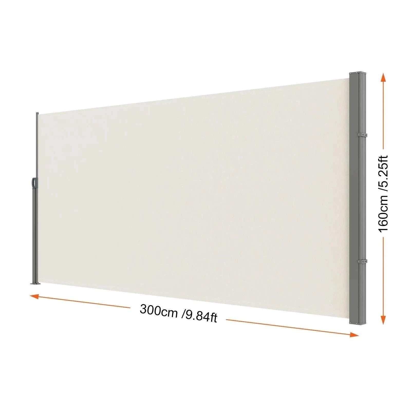 Retractable Side Awning Privacy Screen UV30+ Waterproof Patio Divider-180X350cm Yellowish / Poland