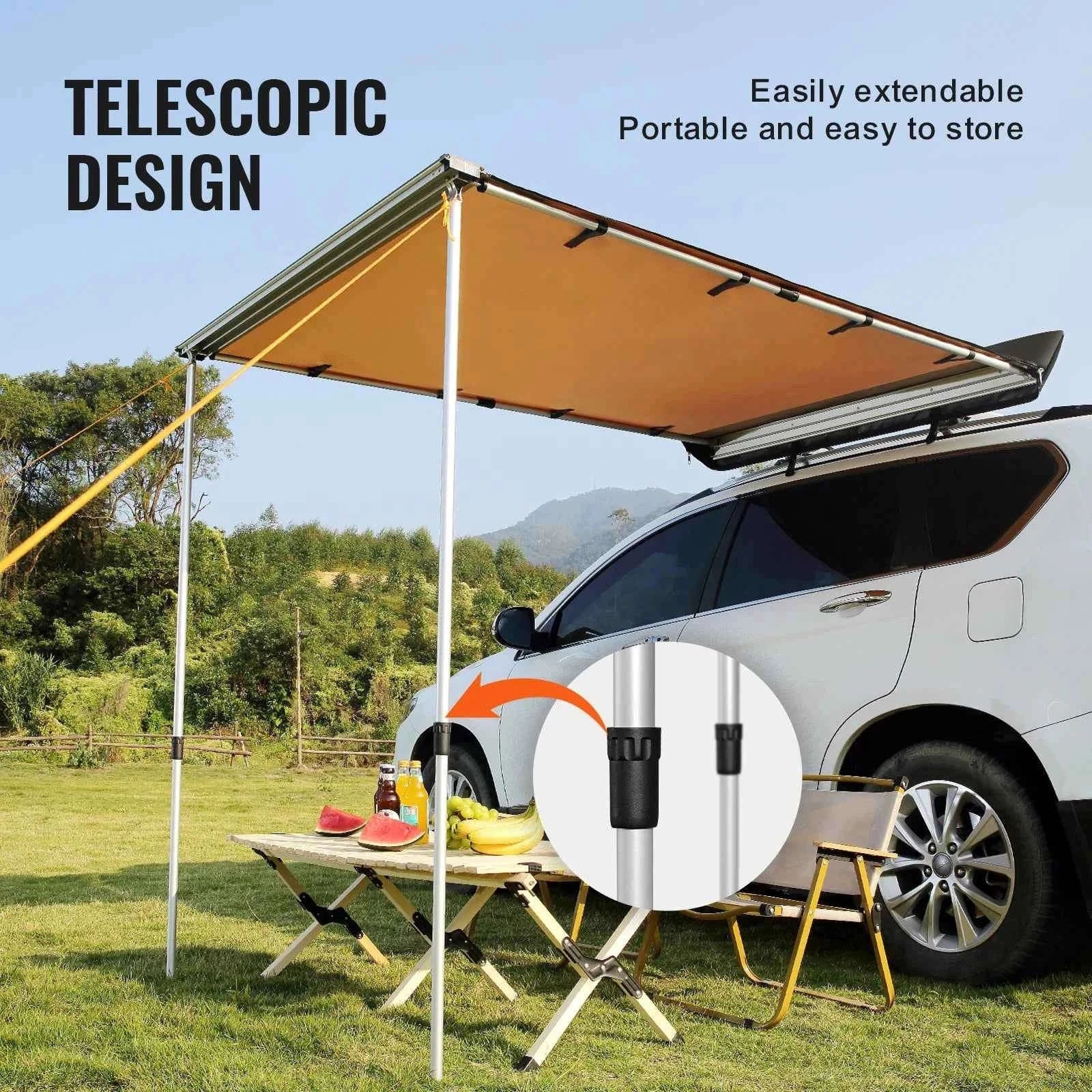Retractable Vehicle Side Awning with Waterproof Storage Bag-6.6x8.2ft / United Kingdom