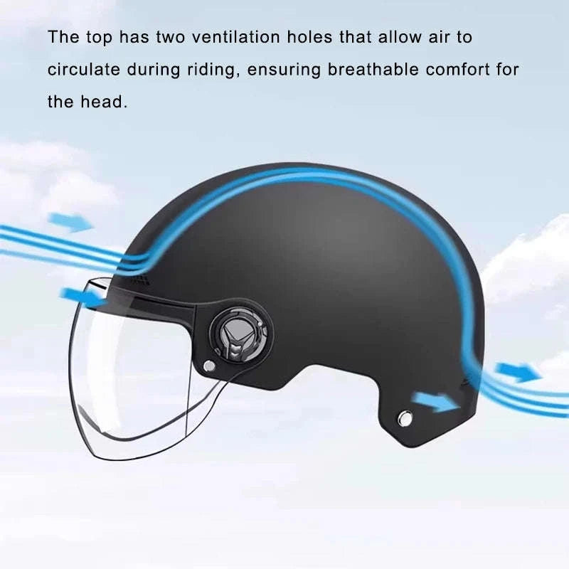 Retro Half Motorcycle Helmet Lightweight ABS Safety Helmet-black