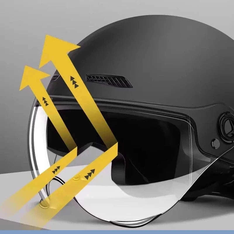 Retro Half Motorcycle Helmet Lightweight ABS Safety Helmet-black
