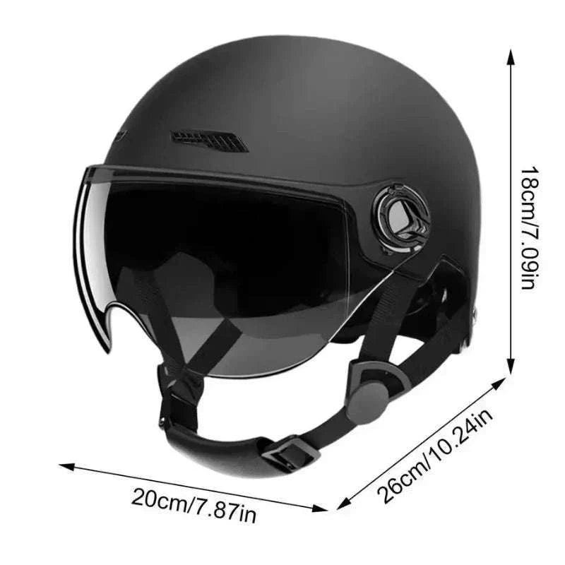 Retro Half Motorcycle Helmet Lightweight ABS Safety Helmet-black