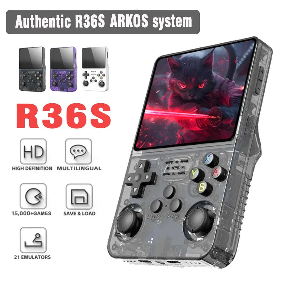 Retro Handheld Game Console with 3.5" IPS Screen and 15000 Games-Purple-64G-1