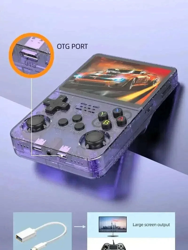 Retro Handheld Game Console with 3.5" IPS Screen and 15000 Games-Purple-64G-1