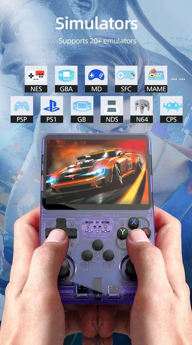 Retro Handheld Game Console with 3.5" IPS Screen and 15000 Games-Purple-64G-1