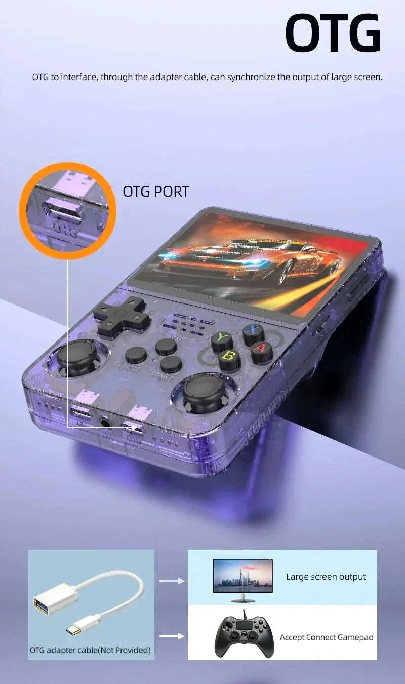 Retro Handheld Game Console with 3.5" IPS Screen and 15000 Games-Purple-64G-1