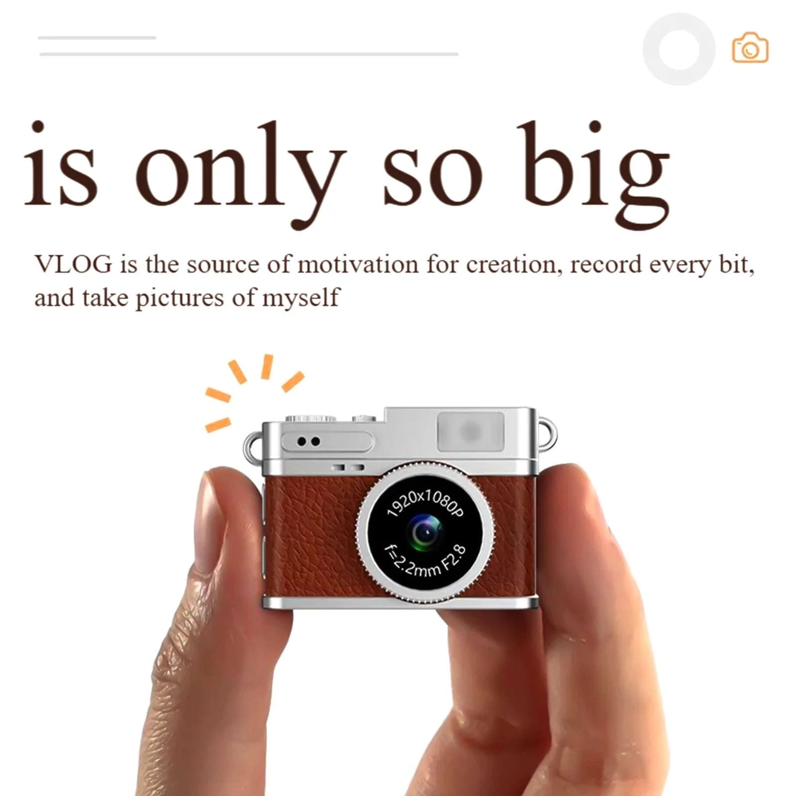 Retro Mini Digital Camera with 1080P Video and LED Fill Light-S150 Brown